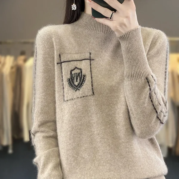 Moda Basic 100% Lana Merino Autunno Inverno Maglione Collo a lupetto Tinta unita Pullover Cashmere Maniche lunghe Abbigliamento Top 4