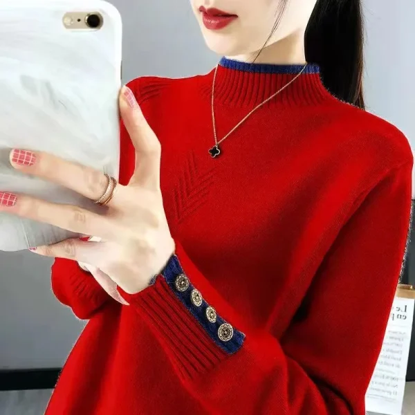 Maglioni dolcevita da donna basic Versione coreana nuovo maglione lavorato a maglia Autunno Inverno Top Slim Pullover da donna Maglione morbido e caldo 3