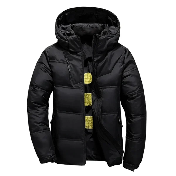 Piumino d'anatra bianco da uomo Cappotto invernale da uomo Berretto rimovibile antivento Parka Tinta unita Cappotto casual con cappuccio da esterno 6