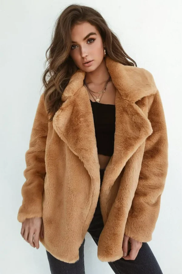 Nuove donne pelliccia sintetica elegante marrone Shaggy cappotti autunno inverno caldo peluche Teddy Coat Streetwear femminile bianco peloso soffice giacca 4