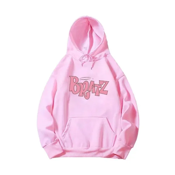 Felpa con cappuccio con stampa di lettere Bratz Autunno Inverno in pile a maniche lunghe Felpa con cappuccio versatile casual unisex Stile streetwear 5