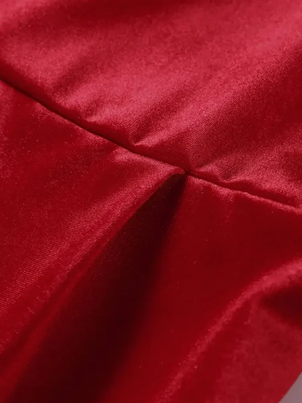 Abito corto con perline in velluto Donna Slim Manica lunga Colletto quadrato A-line Abiti da festa a vita alta 2025 Abiti da sera da donna nuova 6