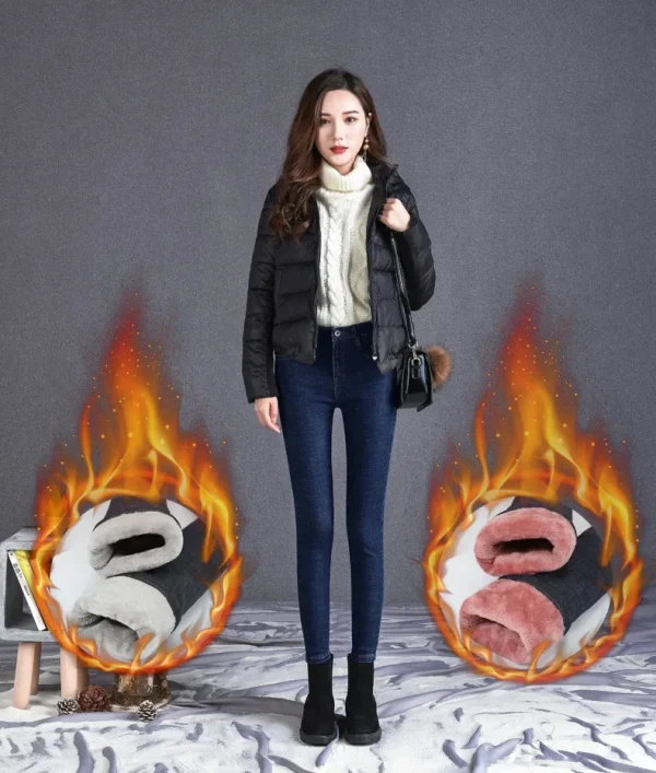 Jeans a vita alta foderati in pile da donna taglia estesa dimagranti caldi pantaloni a matita nord-est taglie forti dimagranti taglie forti 4