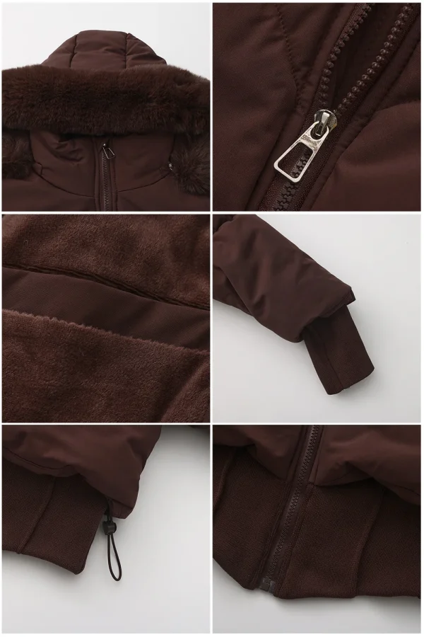 Piumini invernali da donna spessi e caldi Cappotti Parka Collo in pelliccia grande Cappuccio Donna Piumino imbottito in cotone Capispalla Cappotto H01 6
