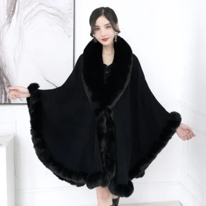 16 colori inverno caldo mantelle Plus Size maniche a pipistrello Poncho mantello donna Turn-Down collo in pelliccia sintetica Cardigan allentato scialle cappotto 1