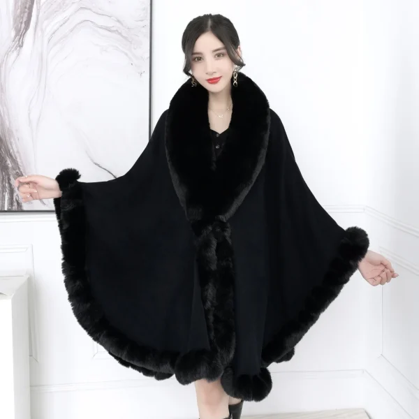 16 colori inverno caldo mantelle Plus Size maniche a pipistrello Poncho mantello donna Turn-Down collo in pelliccia sintetica Cardigan allentato scialle cappotto 1