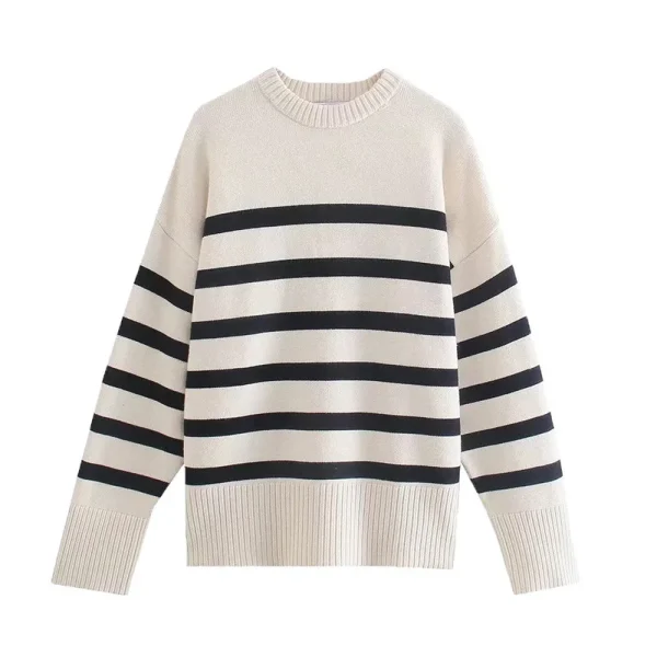 Pullover casual a righe oversize da donna lavorato a maglia basic autunno inverno maglioni spessi larghi maglioni abbigliamento femminile 6