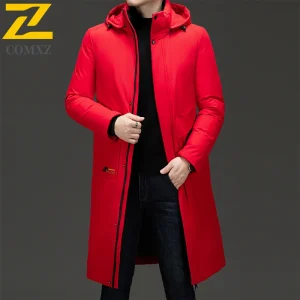 2025 Giacche invernali estese Giacca da uomo imbottita in cotone caldo spesso di marca di fascia alta Moda Casual Berretto staccabile Parka a prova di freddo 1