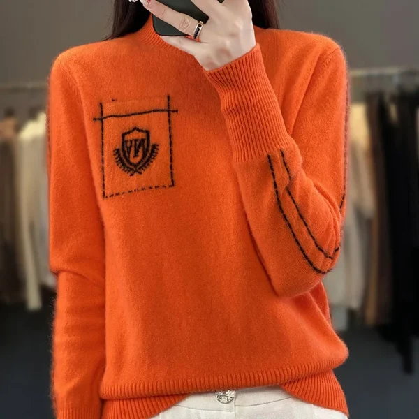 Moda Basic 100% Lana Merino Autunno Inverno Maglione Collo a lupetto Tinta unita Pullover Cashmere Maniche lunghe Abbigliamento Top 5