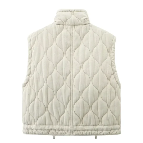 Nuova versatile giacca da donna senza maniche con colletto rialzato e tasca decorativa, gilet in cotone, giacca a spalla larga 2