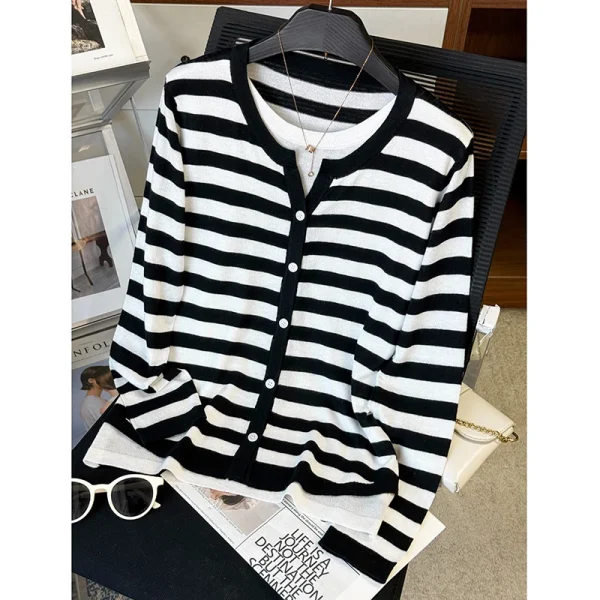 WinvyNee Donna Cardigan di lana Maglione Solido a righe Casual Tuta sportiva calda Maglieria Top Autunno Inverno Abbigliamento donna B1107007 4