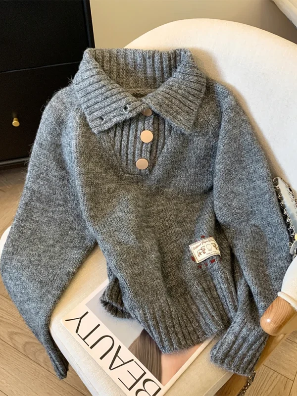 Maglione da donna in cashmere marrone Harajuku maniche lunghe dolcevita pullover maglioni maglione vintage Y2k anni 2000 vestiti moda inverno 3