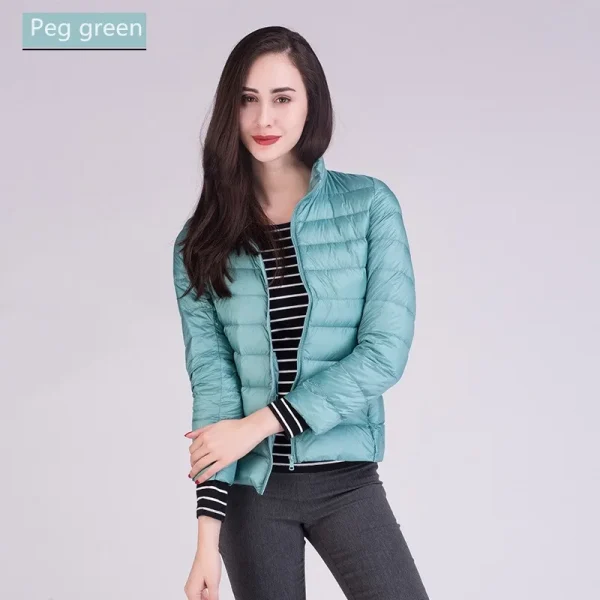 Cappotti imbottiti ripiegabili ultraleggeri femminili 2023 nuovi arrivi moda colletto alla coreana cappotto da donna da ufficio coreano slim fit 5