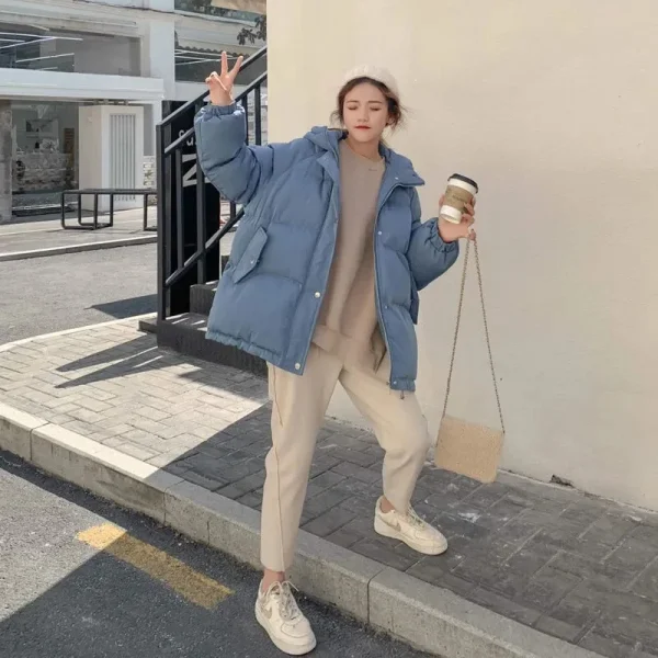 2023 nuove donne giacca corta parka invernali giacche imbottite in cotone con cappuccio spesse cappotti donna piumino allentato parka Oversize Outwear 6