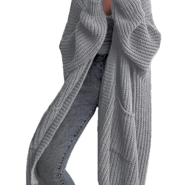 2025 Maglione da donna con tasche Cardigan Giacca lavorata a maglia Autunno all'uncinetto Cappotto lungo lungo invernale maxi caldo 6