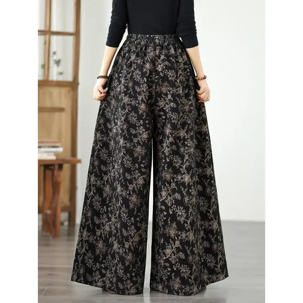 Pantaloni a gamba larga in denim per donna 2025 Autunno nuovo stile stampato elastico in vita pantaloni dritti in denim casual oversize larghi 2