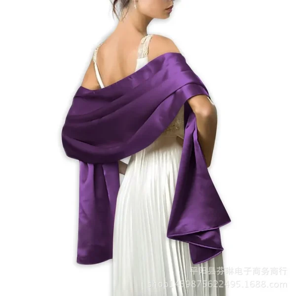 Nuovo abito da sera in tinta unita in stile europeo con scialle lungo sciarpa decorazione abito da sposa abito cinese con sciarpa di seta 2