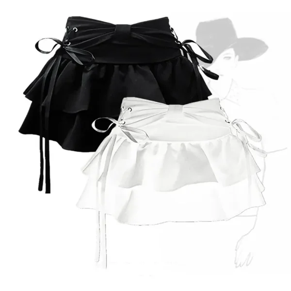 New Fashion Women Hot Girl Sweet Kawaii Bow Vintage Y2k Clothes American Streetwear Sexy Summer a-line Gothic Mini Denim gonne 4
