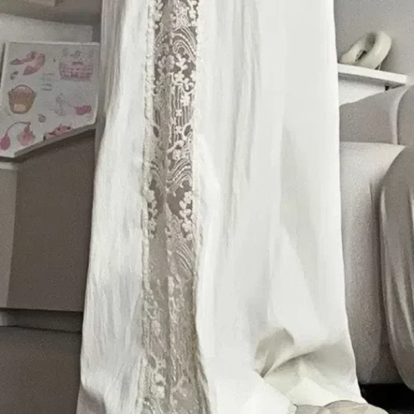 Pantaloni a gamba larga in pizzo per le donne nell'estate 2025 Nuovo design casual a gamba dritta a vita alta Protezione solare Pantaloni in seta ghiacciata fresca Camminata 4