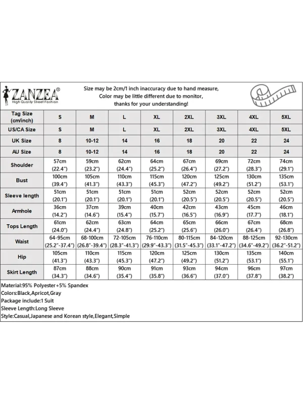 ZANZEA Set di abiti eleganti lavorati a maglia da donna 2025 Camicie patchwork di colore a maniche lunghe autunno e maxi gonne Moda casual allentata 2 pezzi 6