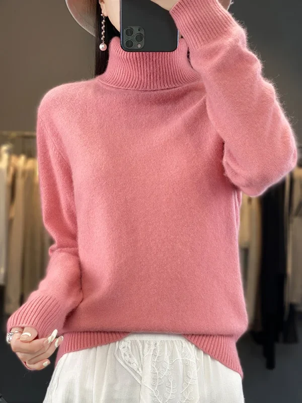 Basic Bottoming Autunno Inverno 100% visone Cashmere maglione da donna pullover femminile manica lunga maglieria top colletto rovesciato top 3