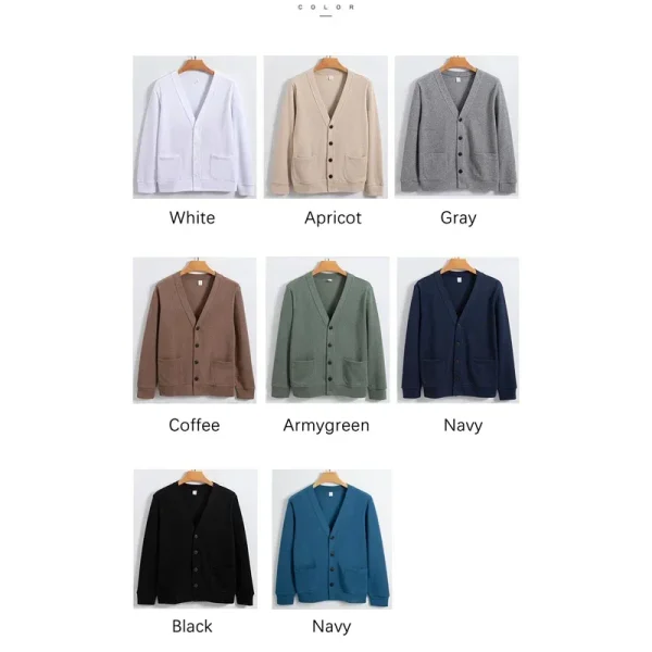 BROWON Nuovo maglione lavorato a maglia cardigan da uomo 2025 autunno solido casual uomo vestiti moda coreana 80% cotone maglione con scollo a V da uomo 4