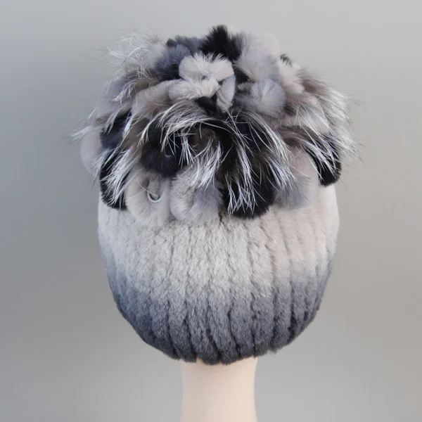 Vendita calda Russia Nuovo Inverno Berretti di Pelliccia Reale Cappello Delle Donne 100% Genuino Reale Rex Cappello di Coniglio Buona Elastico Lavorato A Maglia Rex Berretti di Pelliccia di Coniglio 6