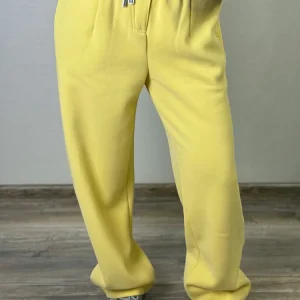 Streamgirl Pantaloni Caldi Per Le Donne Inverno Giallo Gamba Larga Pantaloni Della Tuta In Pile Donne Baggy Sport Inverno Velluto Spesso Pantaloni Caldi 1