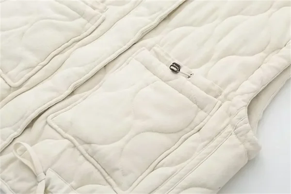 Nuova versatile giacca da donna senza maniche con colletto rialzato e tasca decorativa, gilet in cotone, giacca a spalla larga 4