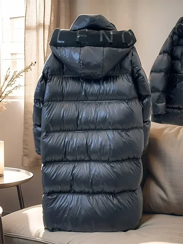 2025 Nuovo Autunno Inverno Femminile Con Cappuccio Piumino D'anatra Bianca Inverno Lucido Caldo Addensato Lungo Piumino Antivento Outwear 2