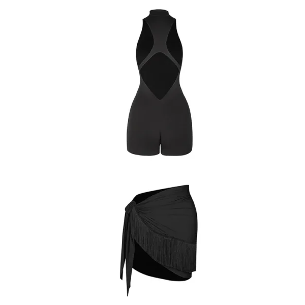 Abiti da ballo latino per donna Top senza schienale Nappe Gonna Abito Adulti Rumba Samba Sala da ballo Abbigliamento da ballo per allenamento professionale 6