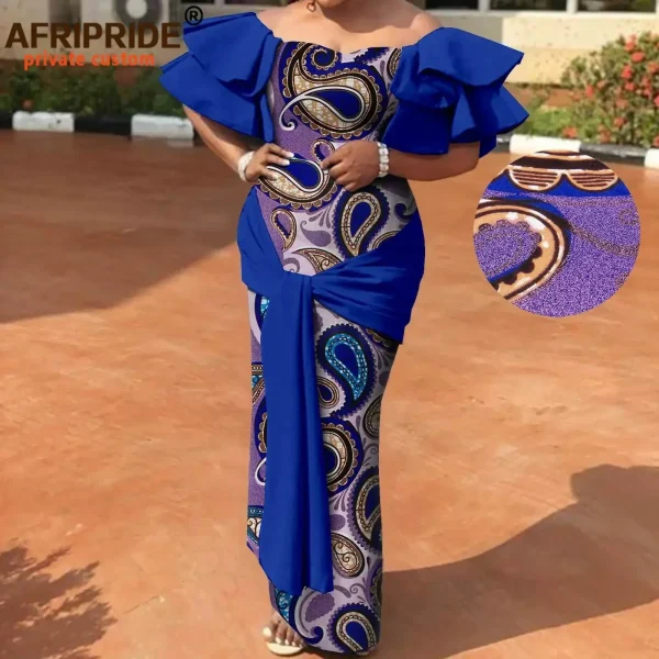 Abiti africani per le donne senza spalline con spalle scoperte a vita alta Maxi abito con stampa abbigliamento abiti Dashiki moda elegante A2225003 2