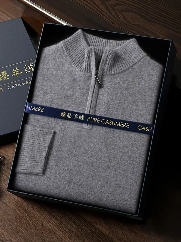 CHICUU Maglione da uomo in cashmere 100% con cerniera Pullover Collo a lupetto Manica lunga Maglieria basic in cashmere Autunno Inverno Abbigliamento Top 3