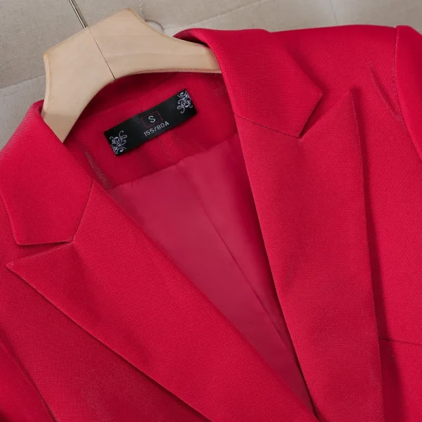 NAVIU 2025 Nuovo Rosso Nero Cachi Moda Donna Tailleur pantalone Manica lunga Solid Lady Blazer e pantaloni Formale Set da 2 pezzi per la primavera 5