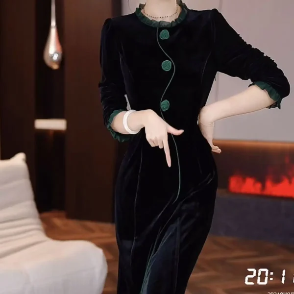 Abito cheongsam madre in stile cinese di fascia alta per l'autunno autunno e inverno Nuovo temperamento Abito slim fit e slim migliorato 3