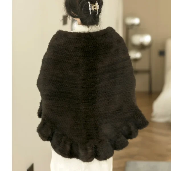 Besfilin Double-Sided Reale Pelliccia di Visone Mantello da Donna Mezza Rotonda Scialle da Viaggio Poncho Sciarpa Tessuta Moda Caldo Autunno Inverno 2