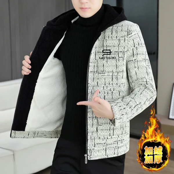Autunno Inverno Giacca di lana con cappuccio da uomo Moda coreana Casual Business Trench Coat Social Streetwear Cappotto Abbigliamento uomo 2024 2