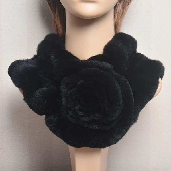 Sciarpa in vera pelliccia di coniglio Rex addensata invernale da donna per donna, collo, scaldacollo, coprispalle, fazzoletto da collo lavorato a maglia 5