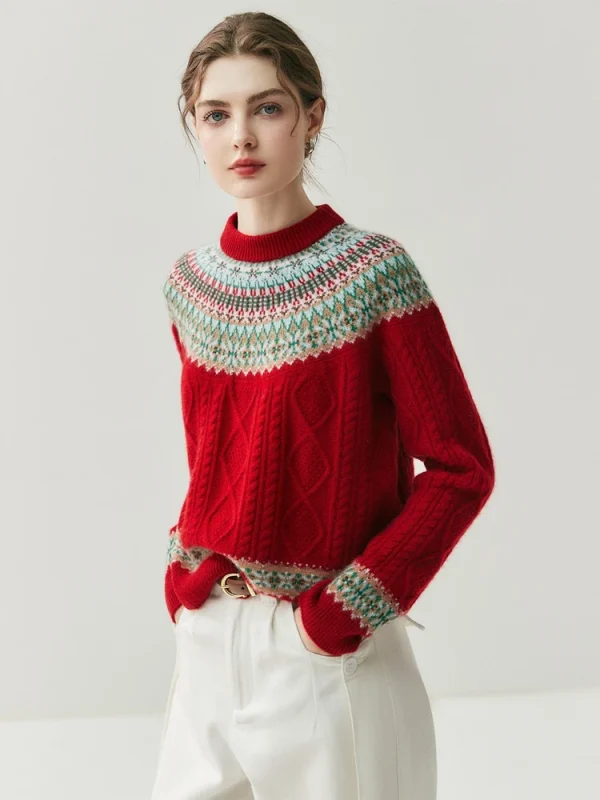 Maglione da donna Maglia vintage 100% maglione di cashmere Pullover Collo a lupetto Autunno Inverno Abiti di Capodanno Top festivo caldo di fascia alta 3