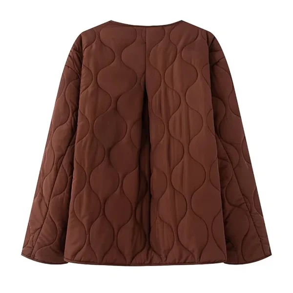 Giacca da donna casual in cotone a maniche lunghe con scollo tondo semplice e versatile 5