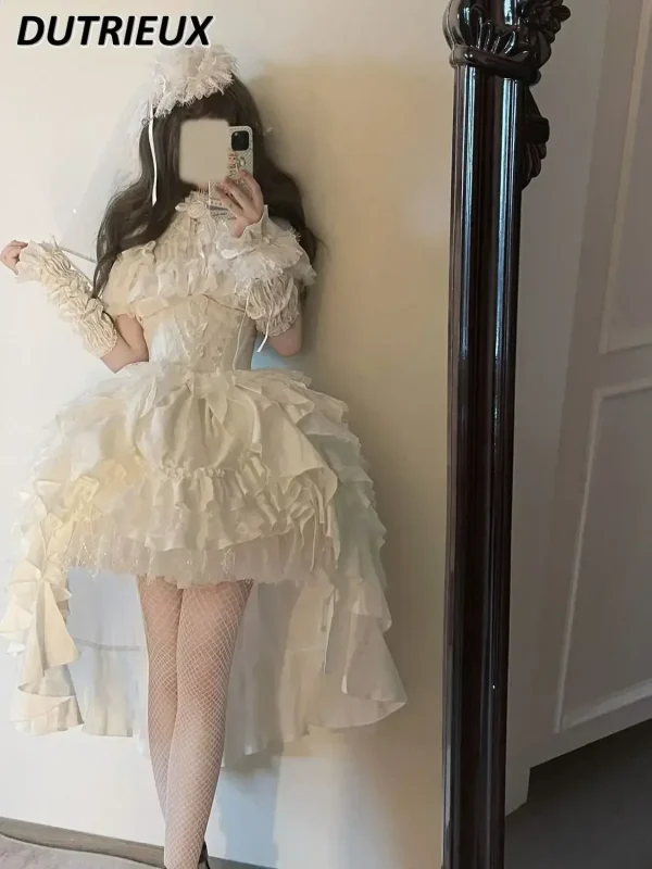 Gonna a vita alta Lolita in stile gotico scuro giapponese Primavera e autunno Nuove ragazze dolci e carine Gonne gonfie versatili in tinta unita 6