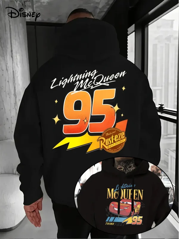 Felpa con cappuccio da uomo Disney Cars Lightning McQueen Autunno Inverno Casual Pullover unisex Felpa Tuta Abbigliamento Felpa con cappuccio oversize 2