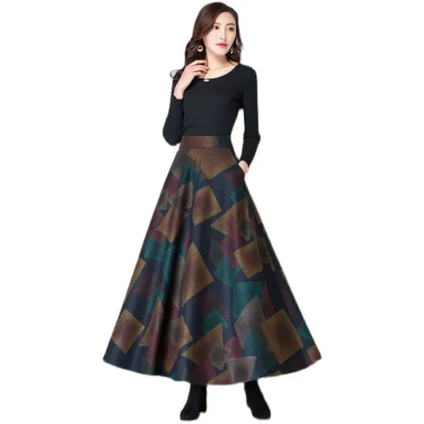 Inverno Nuovo Plus Size Abbigliamento donna Gonna a trapezio di media lunghezza Autunno/Inverno Abito lungo per le donne Abbigliamento casual alla moda 4