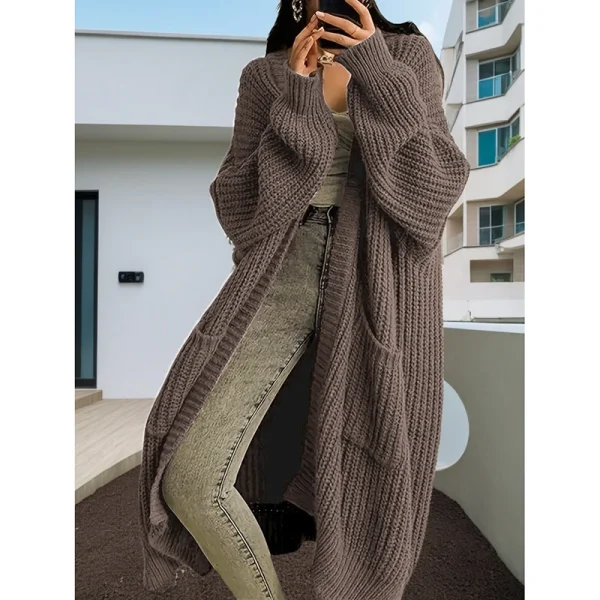 2025 Maglione da donna con tasche Cardigan Giacca lavorata a maglia Autunno all'uncinetto Cappotto lungo lungo invernale maxi caldo 2