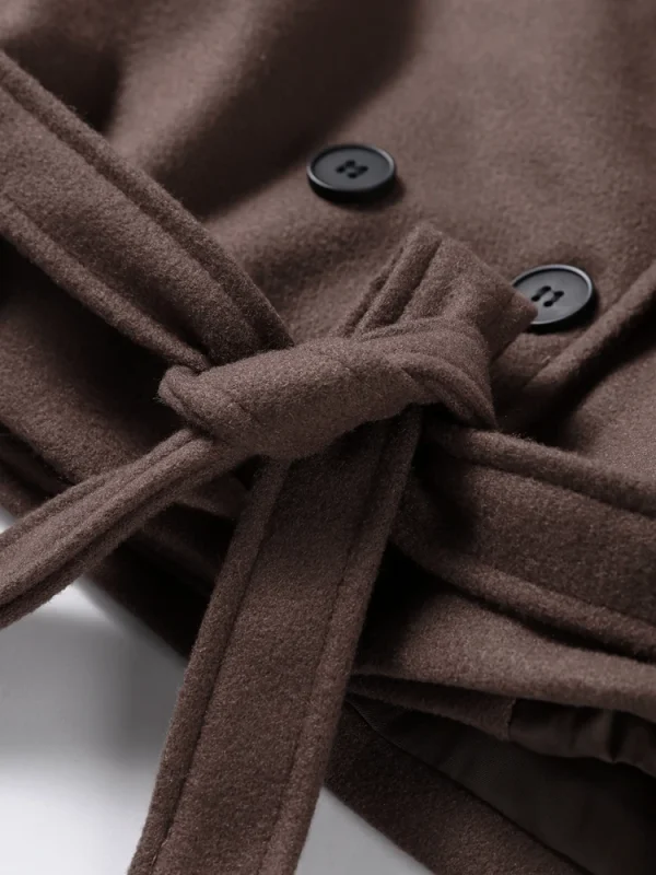 Trench corto solido per donna Giacche a maniche lunghe doppio petto con lacci 2025 Autunno Inverno Moda alta streetwear Lady 6