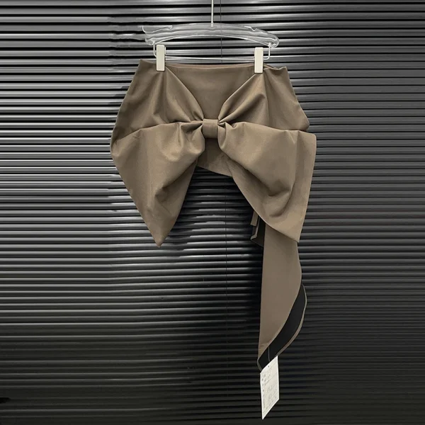 DEAT Moda Versatile Nuova Grande Bowknot Minigonna Per Le Donne di Nicchia Design A-line Gonne Corte Irregolari Femminile Alla Moda 11A05869 5