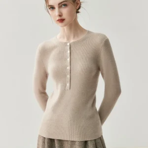Elegante maglione 100% cashmere Pullover da donna Autunno Inverno Caldo vestiti a maniche lunghe O-Collo Quotidiano Ufficio Slim Basic Top lavorato a maglia 1