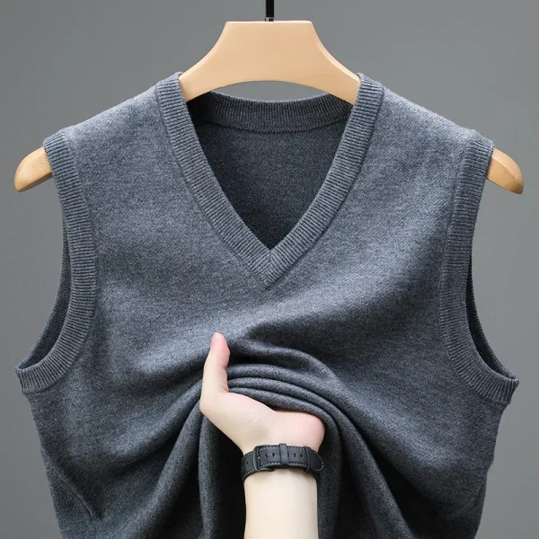 2025 nuova primavera autunno 6 lana senza maniche gilet di cashmere uomo maglione da lavoro tinta unita lavorato a maglia gilet maschile pullover di alta qualità 5