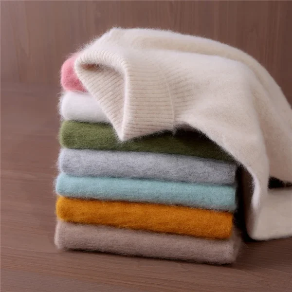 Donna 100% visone maglione di cashmere dolcevita pullover strato base multicolore maglieria autunno inverno slim basic alta resistenza top 6