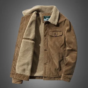 Utensili Casual da uomo invernali Plus Parka in velluto Parka in velluto a coste Moda coreana Giacca da uomo con collo in pelliccia tinta unita di alta qualità 1
